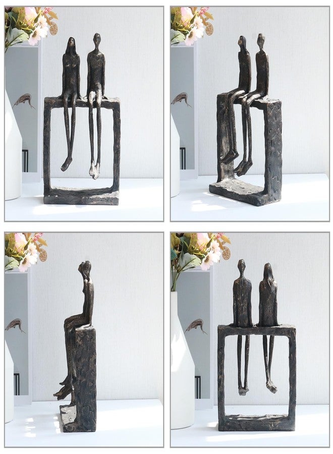Lukitas Abstract Couple Statue Home Decor - Handcrafted Decorative Ornament for Living Room Office, Bronze Color, Resin - Image 3